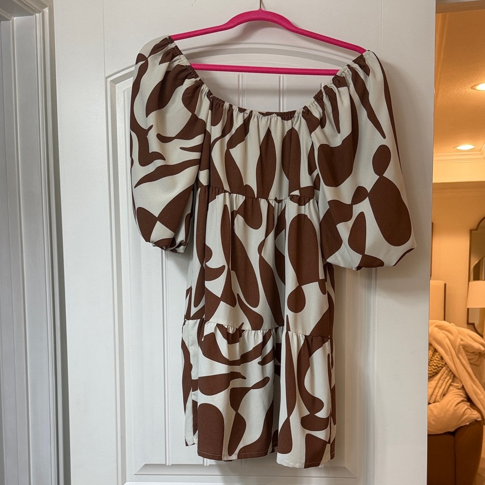 Sanctuary Brown and White square neck Dress XS